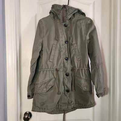 Parka de sarga para mujer Gap talla XS con capucha cremallera completa cordón cintura Foto 1 de 4