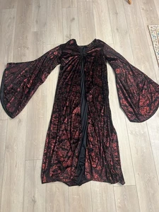 Halloween Hexe Umhang Cape Robe rot schwarz Samt Vampir Cosplay Kostüm| OS - Bild 1 von 4