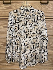 Camicia blusa donna Karl Lagerfeld Paris stravagante manica lunga taglia media - Foto 1 di 3