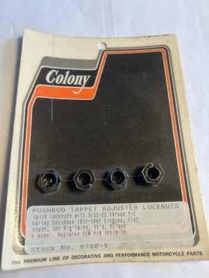 Harley Davidson Pushrod Tappet Adj Locknuts 1915-84 Colony 8780-4 OEM 18570-38 - Image 1 of 2