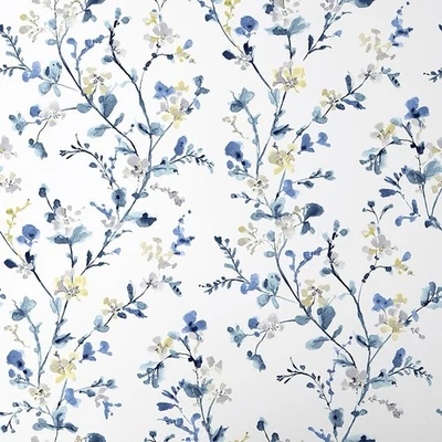 Emily Wallpaper - White/Blue By Wallshoppe  60sqft - Image 1 of 4
