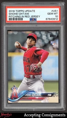 2018 Topps Update #US1 Shohei Ohtani RC ROOKIE ANGELS PSA 10 GEM MINT - Image 1 of 2