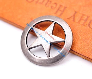 1" Nickle Western Texas Star Leathercraft Belt Stud Rivet Button SCREW BACK 10PC - Picture 1 of 11