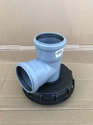 MARKENLOS IBC Deckel DN 150 mit 50 75 110 mm HT T-Stück Abzweig