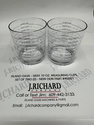 ISLAND OASIS 10 OZ. MEASURING CUPS. SET OF TWO (2) - BRAND NEW. OEM PART #40001