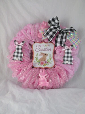 Corona de conejito de malla decorativa de burbujas rosa y negro Foto 1 de 4