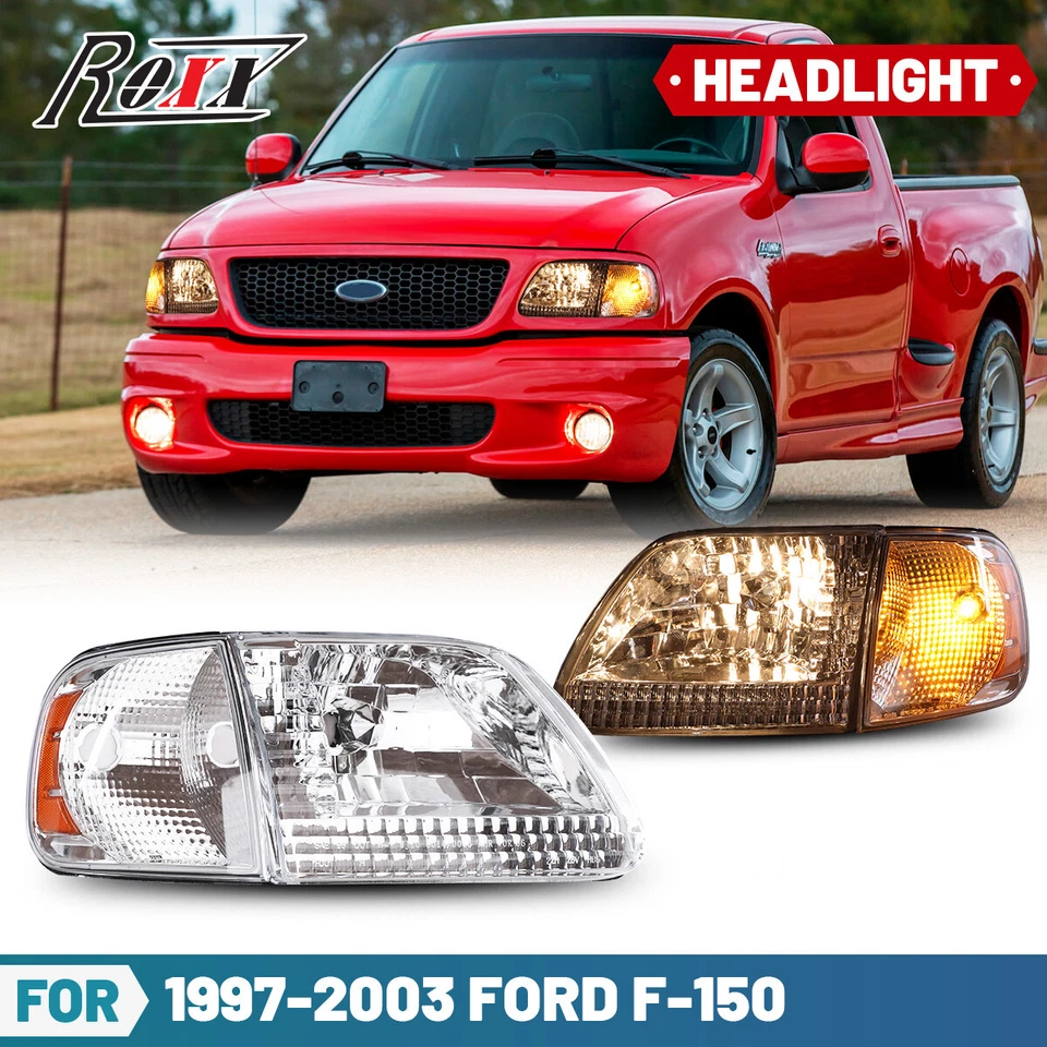 Headlights For 1997-2003 Ford F-150 97-99 F-250 XLT XL Front Driving Headlamp - Image 1 of 4