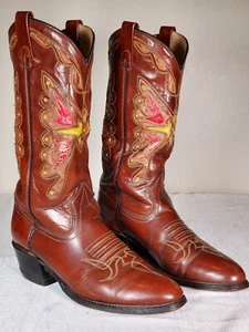 Vintage Texas Butterfly Cowboy Boots Style M92 Cognac Men's Size US 9 D - Picture 1 of 20