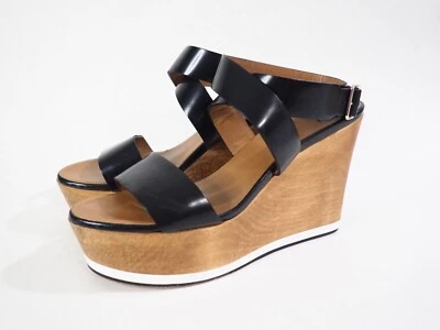 Givenchy Black Leather Wooden Wedge Heels, Size 6 (US) 36 (EU) - Image 1 of 4