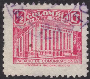 1939-45 Colombia SC# RA4 - Post & Telegraph Building - Postal Tax Stamp - Used - Picture 1 of 2