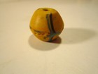 Vintage African Powder Glass Akoso Yellow Bicone Stripe Bead Ghana African Trade