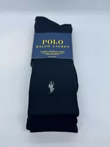 Polo Ralph Lauren Herren schwarz 3 Paar technische Sport Logo Crew Socken Schuh 6-12 - Bild 1 von 2