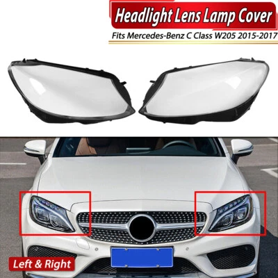 Left&Right Headlight Lens Cover For Mercedes Benz W205 C180 C200 C260L 2015-2017 Foto 1 de 4