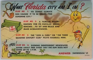 ¿En qué ciudad de Florida estoy? Postal de lino - Imagen 1 de 2