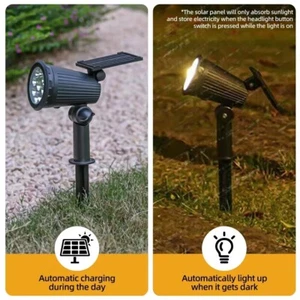 Faro Faretto 7 Led Da Giardino Picchetto con Pannello Solare Crepuscolare 200Lmn - Foto 1 di 12