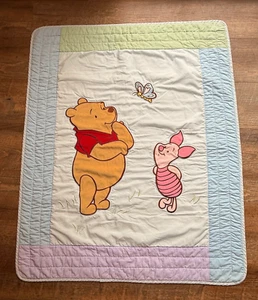 Crown Crafts Disney Winnie The Pooh Piglet Butterfly Baby Crib Blanket Comforter - Picture 1 of 10