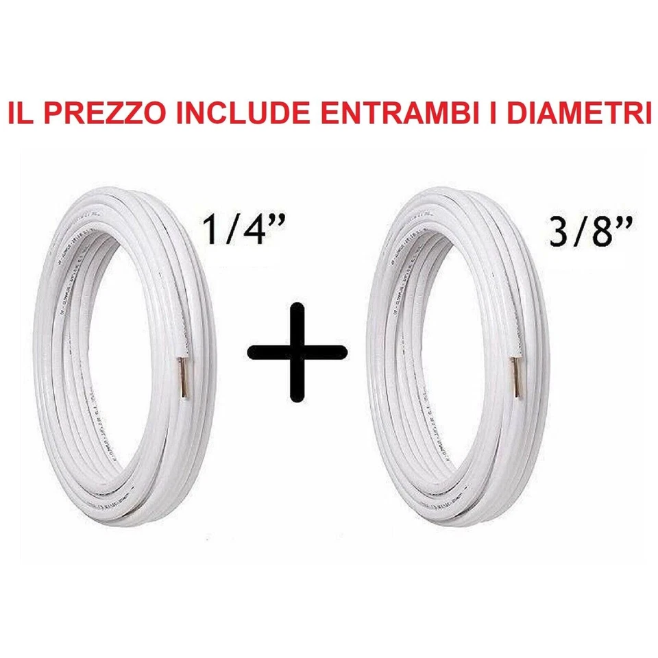 TUBO RAME 50+50 m 1/4"+3/8" SPESSORE 1 mm IMPIANTO CLIMATIZZATORE CONDIZIONATORE - Immagine 1 di 1