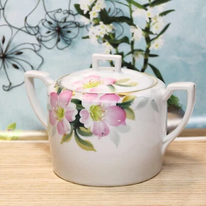 "Tapa y asas con patrón de azalea tazón de azúcar Noritake de colección década de 1930 marca verde 5,5" - Imagen 1 de 6