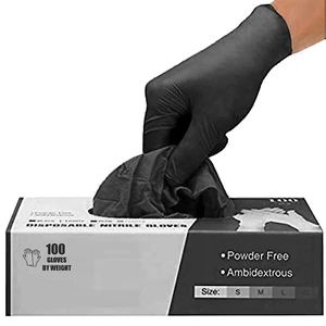 PANKTI Black Nitrile Disposable Gloves - Latex-Free, Powder-Free, Pack of 100, S - Picture 1 of 12