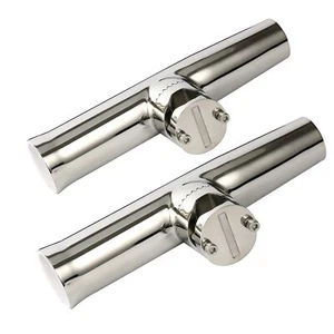 2X Tournament Clamp on Stainless Steel Fishing Rod Holder for Rails 1" to 1-1/4" - Picture 1 of 9