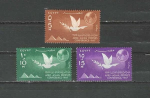 EGYPT , 1957 , AFRO/ASIAN PEOPLES CONF. , SET OF 3 STAMPS , PERF , VLH - Picture 1 of 1