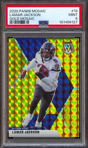 2020 Panini Mosaic Lamar Jackson Gold Prizm #/17 PSA 9 Ravens 1st Year Mosaic - Picture 1 of 2