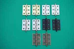 5 CERNIERE A TESTA 1 3/8" W X 2" H PUNTE A SFERA CON PERNI RIMOVIBILI ACCIAIO - Foto 1 di 16