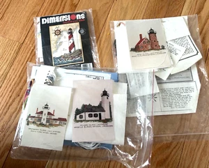 4 Lighthouses Needlepoint Cross Stitch Needlecraft Nautical Kits Unfinished - Picture 1 of 9