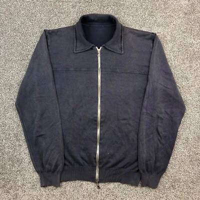 Suéter De Colección Prada Milano Para Hombres 50 Grande Azul Marino Cremallera Completa Bordado Playa Foto 1 de 4