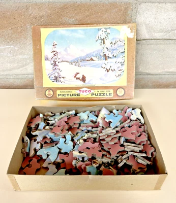 Vintage Tuco Picture Puzzle Snowland Splendor 200+ Thick Upson Wood Pieces - Image 1 of 4
