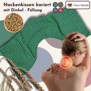 Dinkelkissen I Nackenkissen I kariert I 100% Baumwolle I Körnerkissen I bei Vers - Picture 1 of 6
