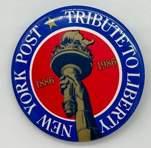 Vintage New York Post Freiheitsstatue Centennial 1886-1986 Pinback 2" Button - Bild 1 von 3