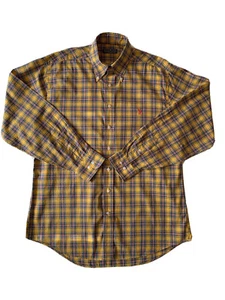 Camisa mediana con botones Southern Casanova para hombre manga larga algodón amarillo a cuadros - Imagen 1 de 12
