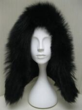 free shipping unisex elegant real USA black mink fur hood w/black fox trimmed