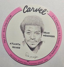 1975-76 Carvel Discs Basketball #8E DEAN MEMINGER (Pink Border) Hawks