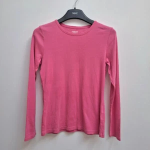 lands' end women t-shirt long sleeve top pink cotton small crew neck - Picture 1 of 5