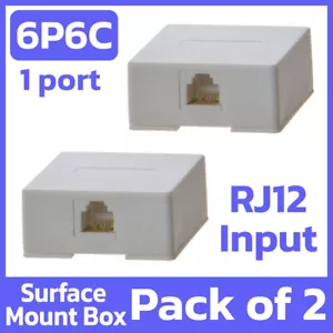 2 Pack Telephone Surface Mount Box RJ12 6P6C White Keystone Wall Box 1 Port Box - Afbeelding 1 van 4