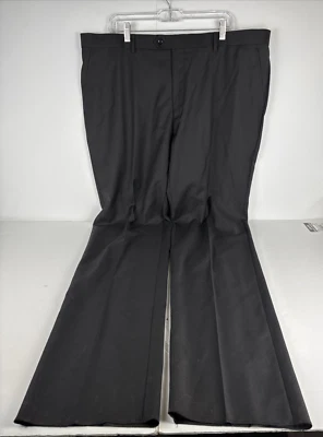 Mantoni 男式 M40901 黑色 43x38 无褶超细羊毛西装裤无边 — 第 1/4 张图片