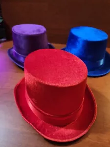 3 Velvet Velour Top Hat Chapeau Red Blue Purple Costume Party Cosplay Halloween - Picture 1 of 11