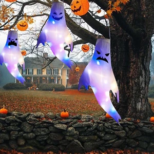 3Pcs Halloween Hanging Ghost Windsocks Wind Duct LED Glowing Ghost Pendant Devil - Picture 1 of 8