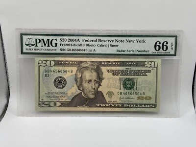 2004A $20 RADAR NOTE. PMG 66 - Image 1 of 4