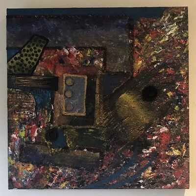 Lienzo original de arte moderno pintura mixta en caja de Rachel Stone Foto 1 de 4