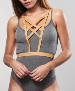 Arnés de escote cruzado Bijoux Indiscrets MAZE cuero vegano marrón, O/S, nuevo con etiquetas/caja - Imagen 1 de 8