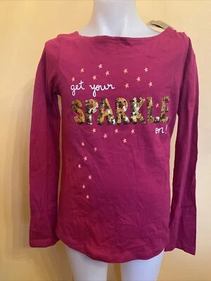 NWT Crazy 8 Long Sleeve Hot Pink Graphic Sparkle Shirt - Size XL 14 - Image 1 of 4
