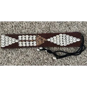 Cowrie Puka Sea Shells Belt Sash Brown Beads Boho Festival Size Medium - Picture 1 of 5