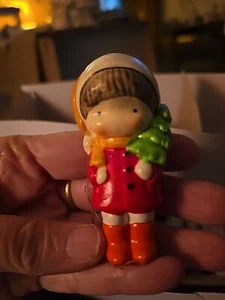 Vintage Joan Walsh Anglund Christmas Ornament Porcelain Girl With Tree 3" - Picture 1 of 3