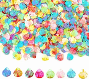 Seashell Sequins and Spangles Craft Supplies for DIY, 12 MM Sea Shell Flakes wit - Picture 1 of 5