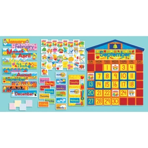 Scholastic All-In-One Schoolhouse Calendar Bulletin Board Set - Picture 1 of 1