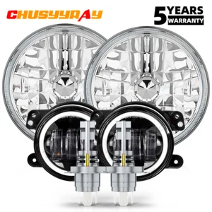 For Hummer H2 03-2009 Pair 7 inch Round LED Headlights+ 4inch fog lights - Picture 1 of 13