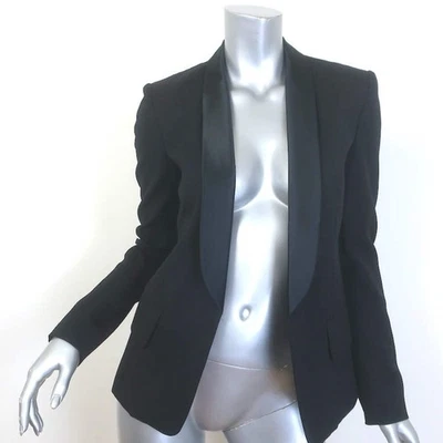 Balmain Satin-Lapel Tuxedo Jacket Black Wool Size 38 Open-Front Jacket - Image 1 of 4